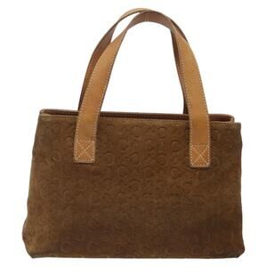 Celine Macadam Suede Handbag Brown